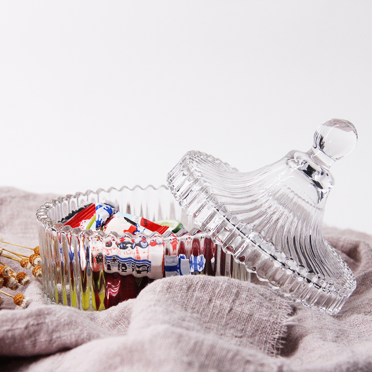 Hot Selling Clear Glass Sugar Candy Bowl/Jar with Lid