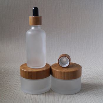Hot Selling Cosmetics Packaging 5g 15g 30g 50g 100g Glass Essential Oil Dropper bottle Cream Jar with Bamboo Lid