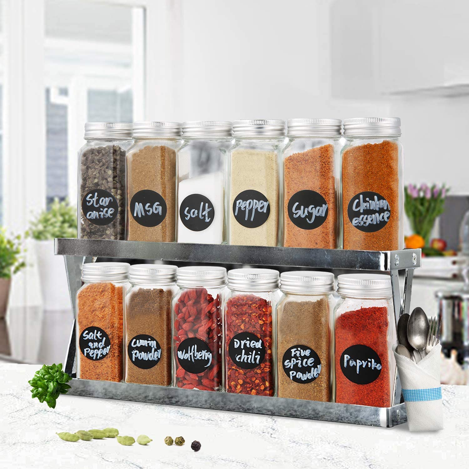 Hot Selling Custom Herb Jars with Lids Glass Jar Set
