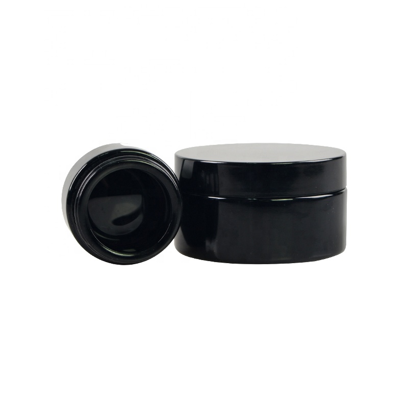 Hot Selling Empty Round Dark Violet Glass Jar With Black Cap