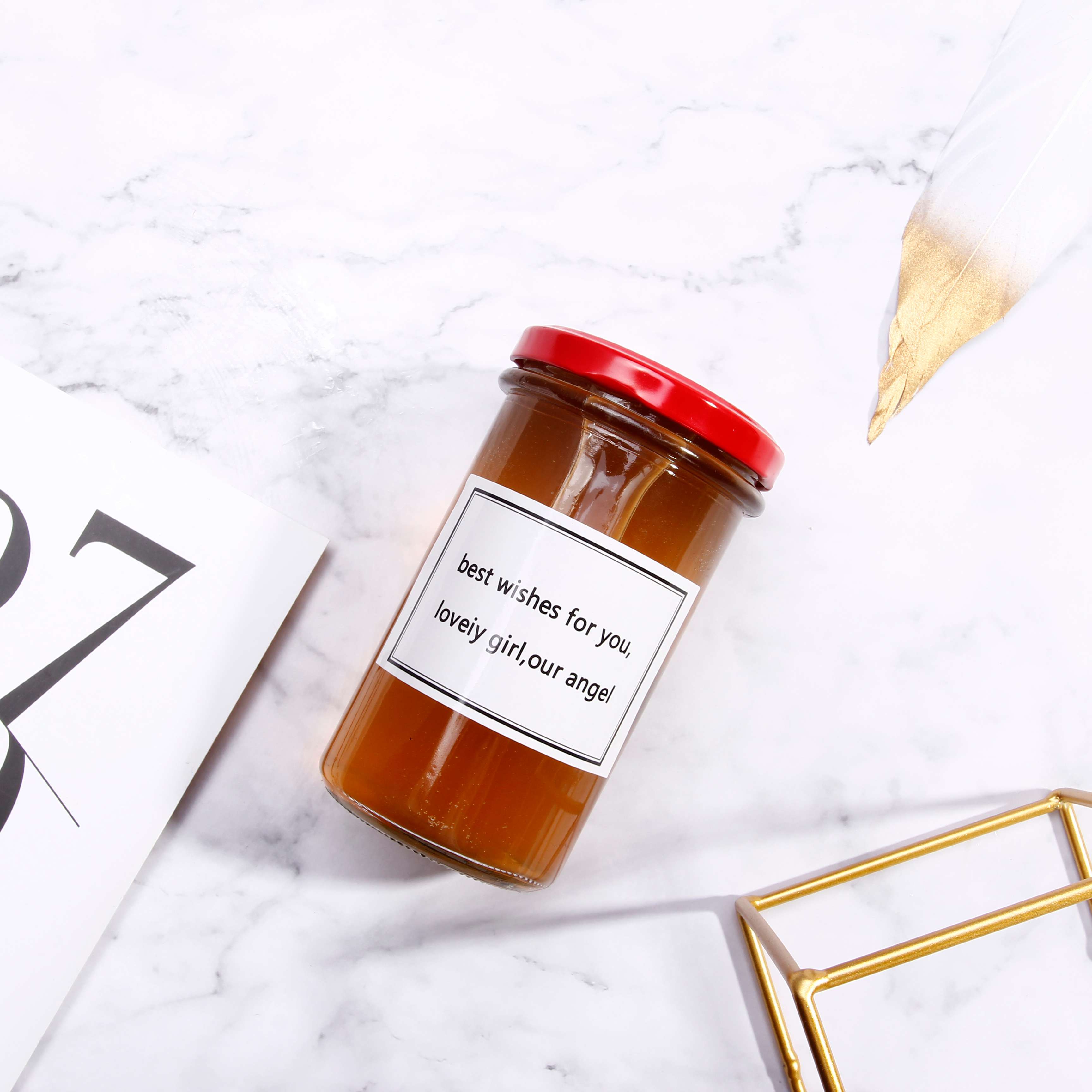 Hot Selling Food Standard Round Clear Glass Jars for Honey Pickles Food