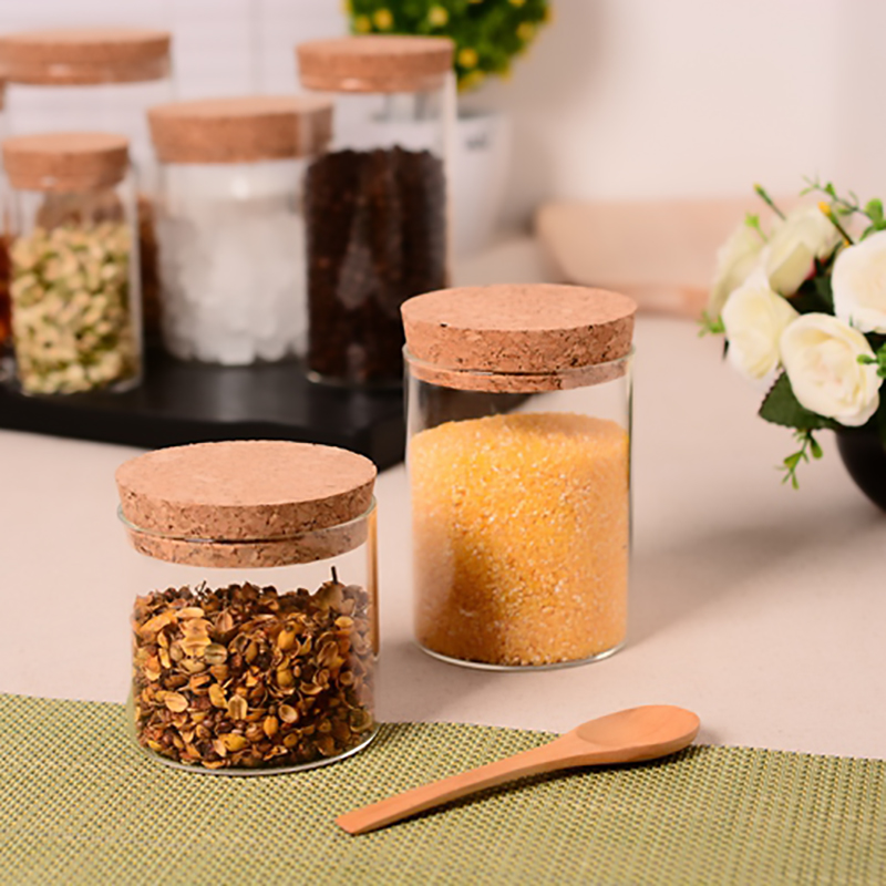 Hot Selling High Borosilicate Airtight Glass Food Container Cookie Storage Jar Glas Jar with Cork Lids / Gl