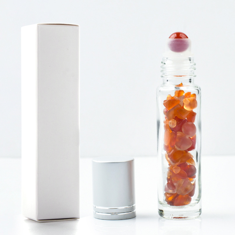Hot Selling Items Clear Glass Assorted Natural Crystal Gemstone Roller Bottles For Essential Oil