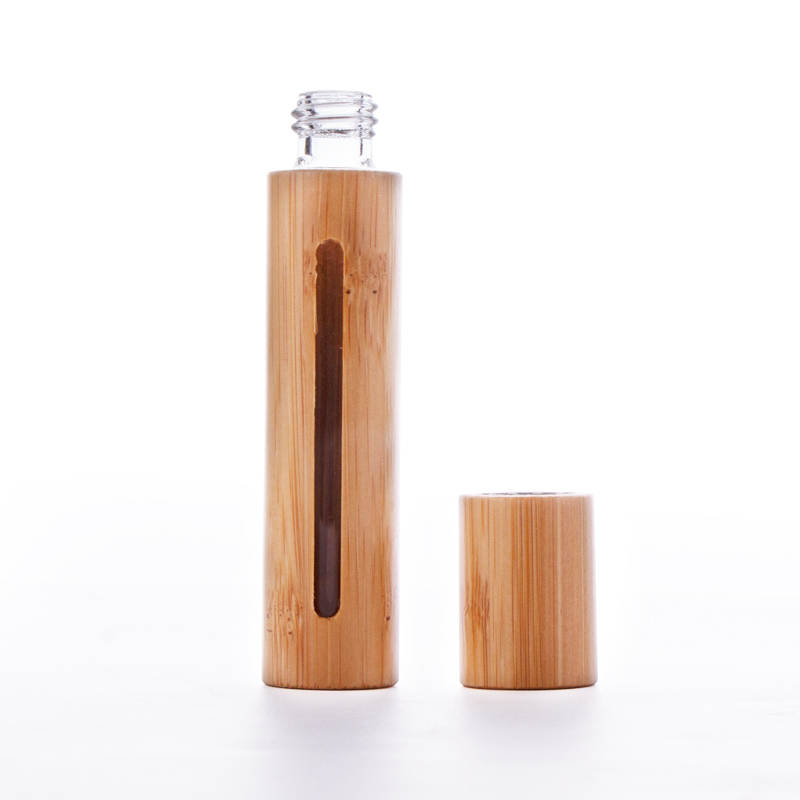 Hot Selling Items Clear Glass Assorted Natural Crystal Gemstone RollerBamboo Bottles For Essential Oil
