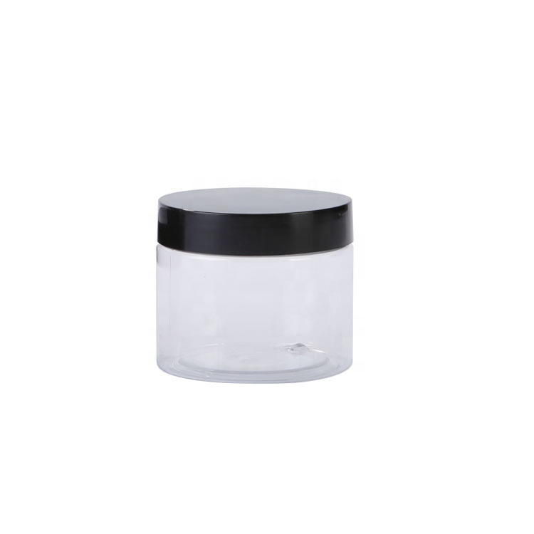 Hot Selling Plastic Jar Round PET Face Cream 300ml Cosmetic Clear Jars With Black Lids