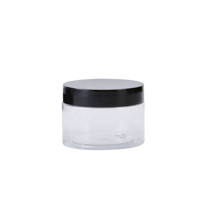 Hot Selling Plastic Jar Round PET Face Cream 300ml Cosmetic Clear Jars With Black Lids