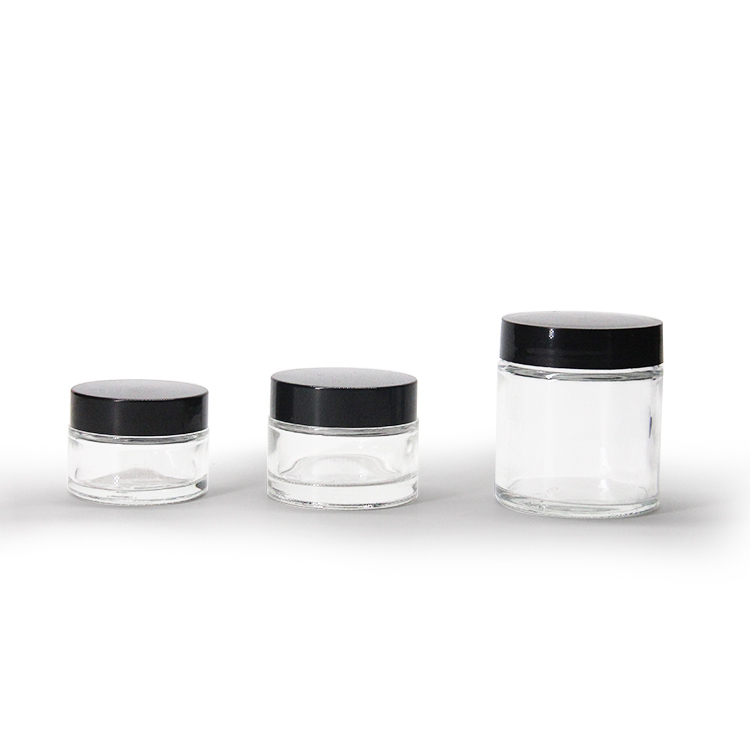 Hot Selling Refillable Empty Cosmetic Face Skin Care Packaging Clear Glass Cream Jar