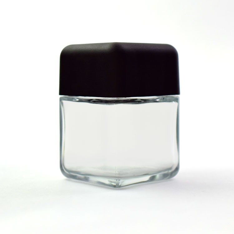 Hot Selling Square Storage Stash Child Resistant Jar Hemp Packaging with Custom Logo 3 oz Square Shape Glass Jar
