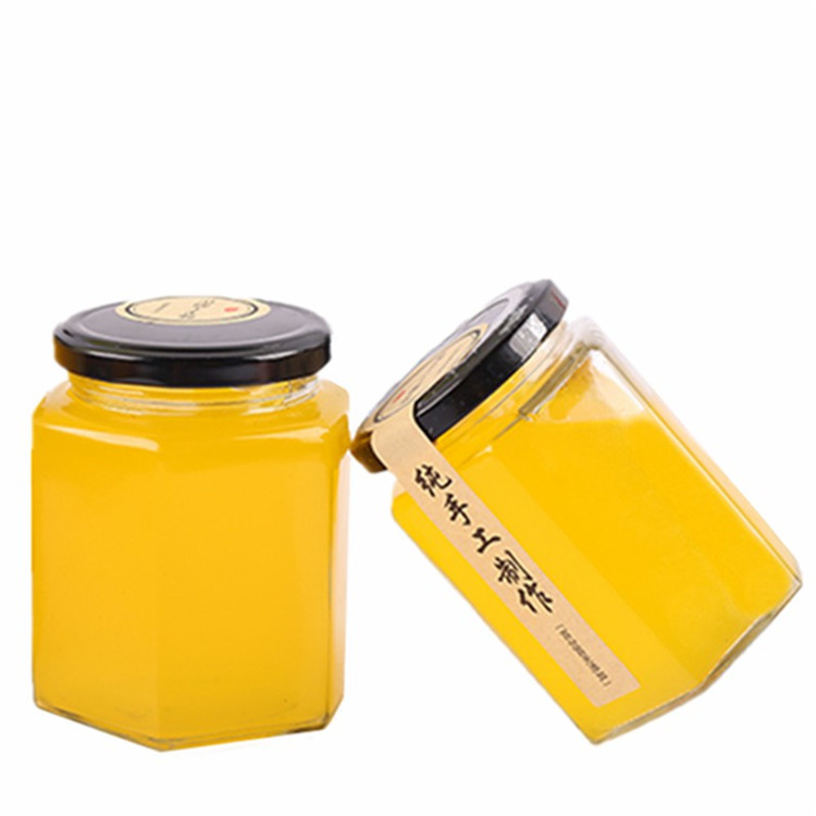 Hot Selling Wholesale Different Sizes Hexagon Shape Honey Glass Jar