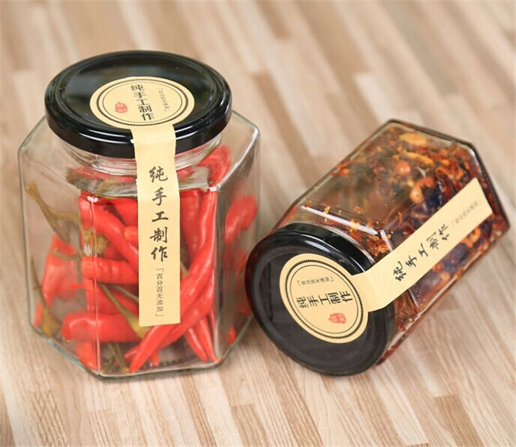 Hot Selling Wholesale Different Sizes Hexagon Shape Honey Glass Jar