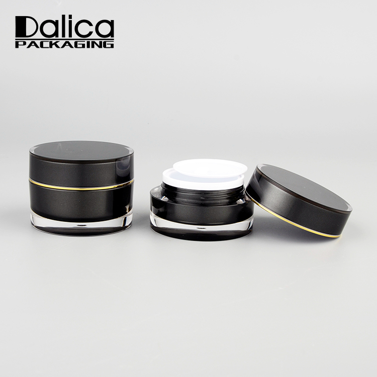 Hot Selling Wholesale Round Plastic 8 Oz Black Cosmetic Jars for Skin Care Essential Cream