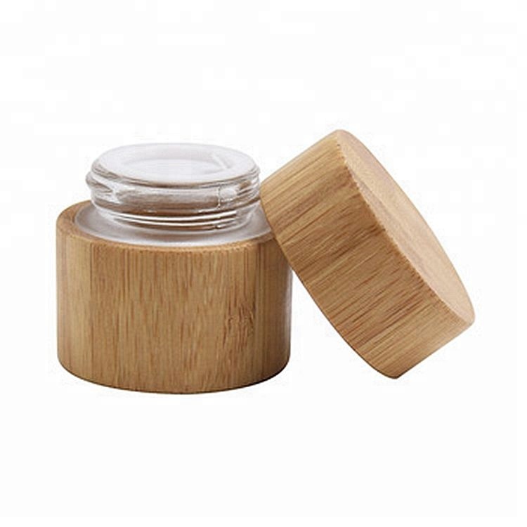 Hot-Selling bamboo jar with glass inner cosmetic cream jar 30g 50g