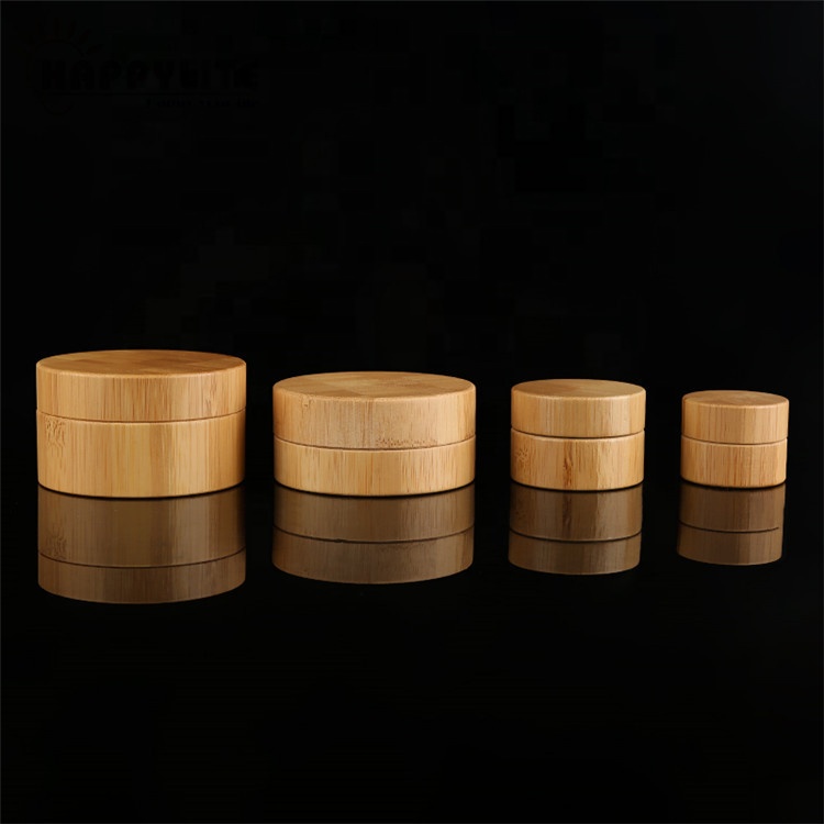 Hot-Selling bamboo jar with glass inner cosmetic cream jar 30g 50g