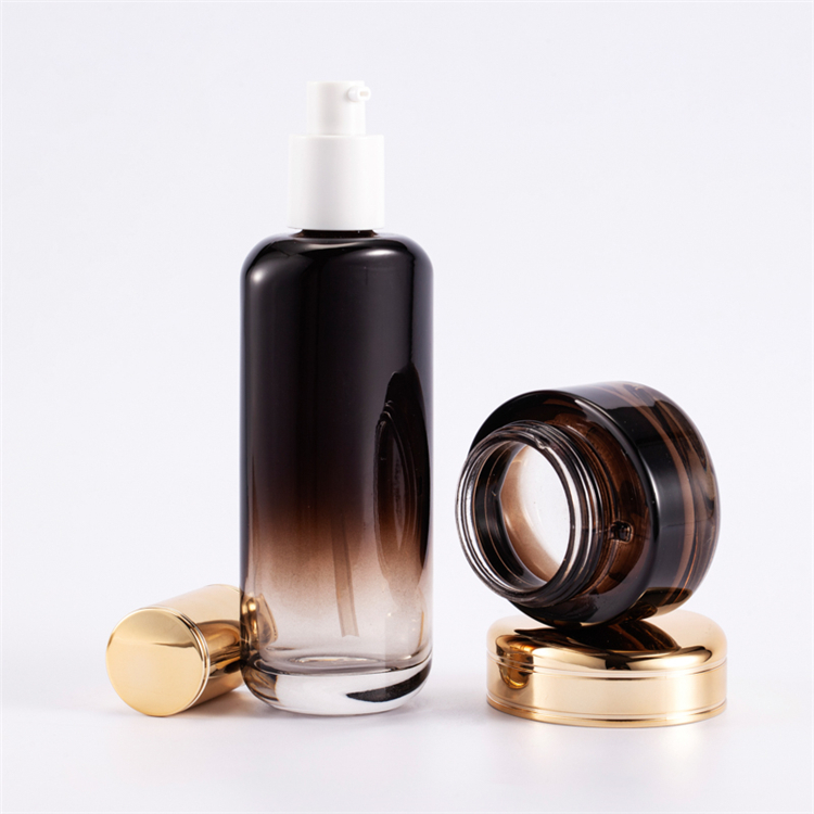 Hot Stamping 30g 50g 40ml 100ml 120ml Black Perfume Bottle Glass Skincare Bottles Set
