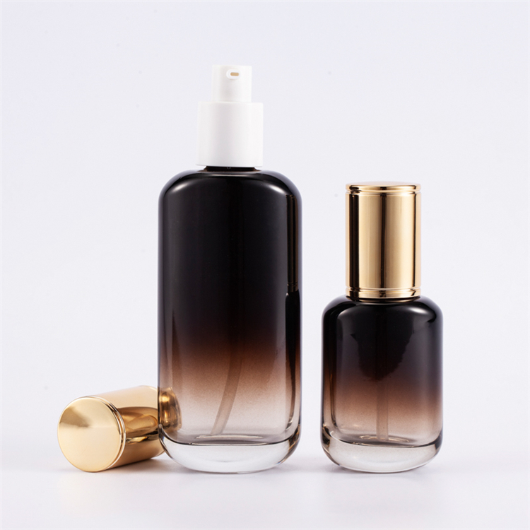 Hot Stamping 30g 50g 40ml 100ml 120ml Black Perfume Bottle Glass Skincare Bottles Set
