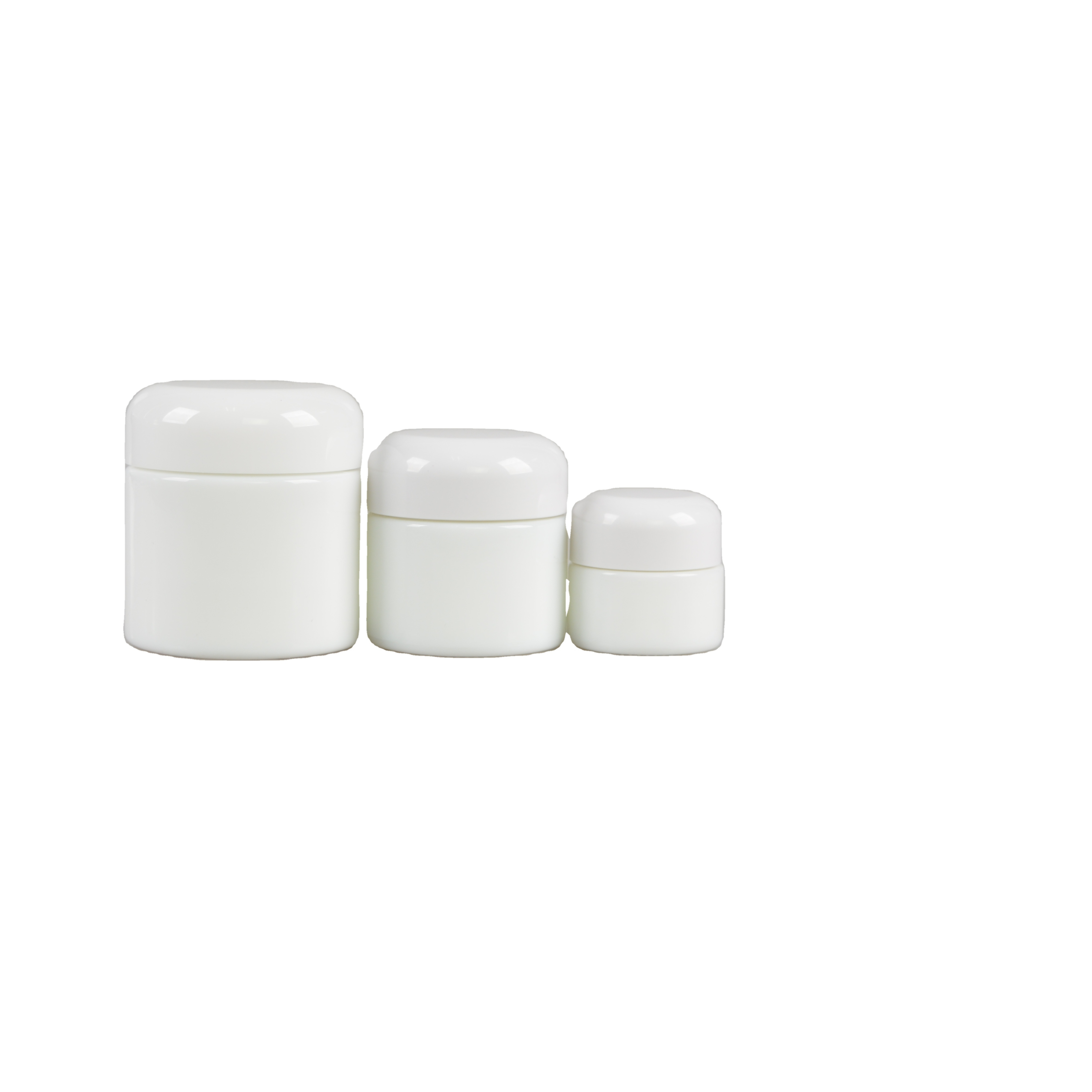 Hot cake demo shape lid cosmetic packaging for white glass jars
