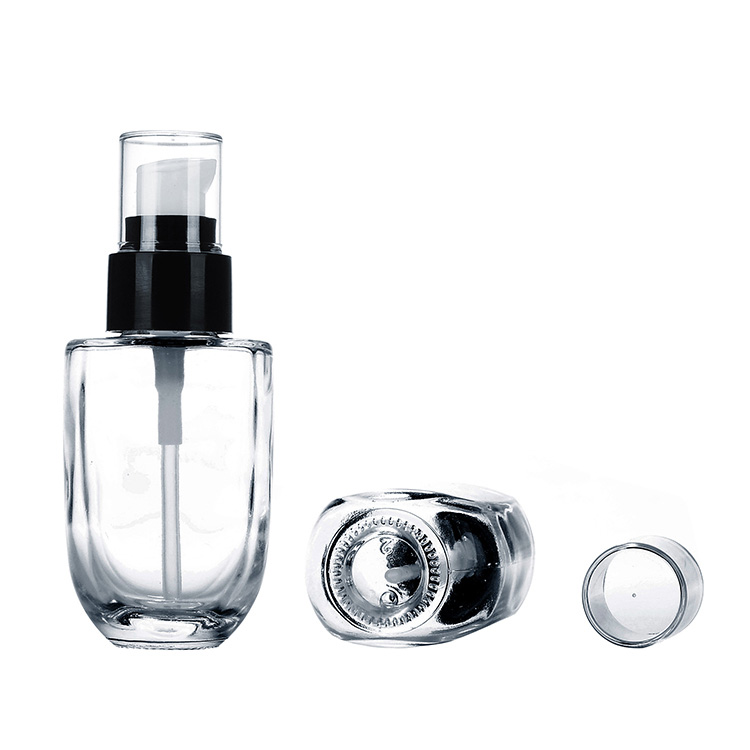 Hot discounts products cosmetic package,empty clear airless liquid foundation 30ml glass bottle