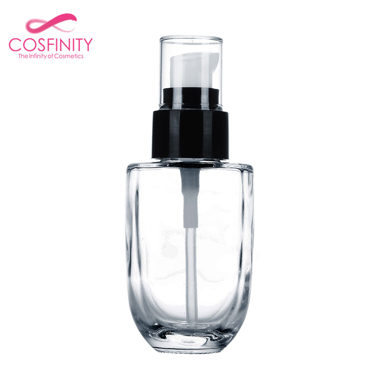 Hot discounts products cosmetic package,empty clear airless liquid foundation 30ml glass bottle