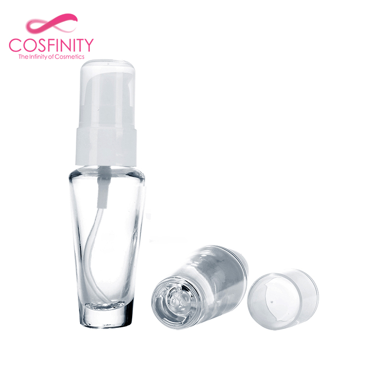 Hot discounts products cosmetic package,empty clear airless liquid foundation 30ml glass bottle