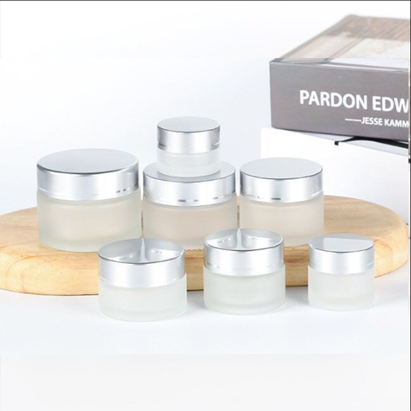 Hot factory 30g 50g 60g  100g Frosted white Silver black gold cap face cosmetics containers cream glass bottle jar jars