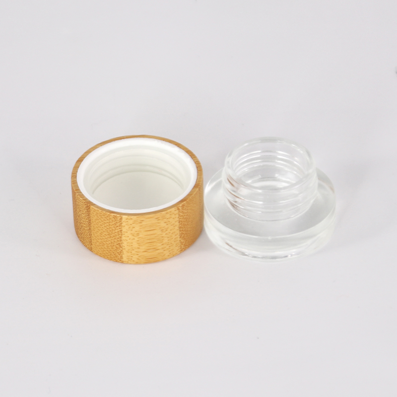 Hot model 5ml 15ml 30ml 50ml 100ml frosted bamboo jar bamboo cosmetic jars glass jars with wood lid