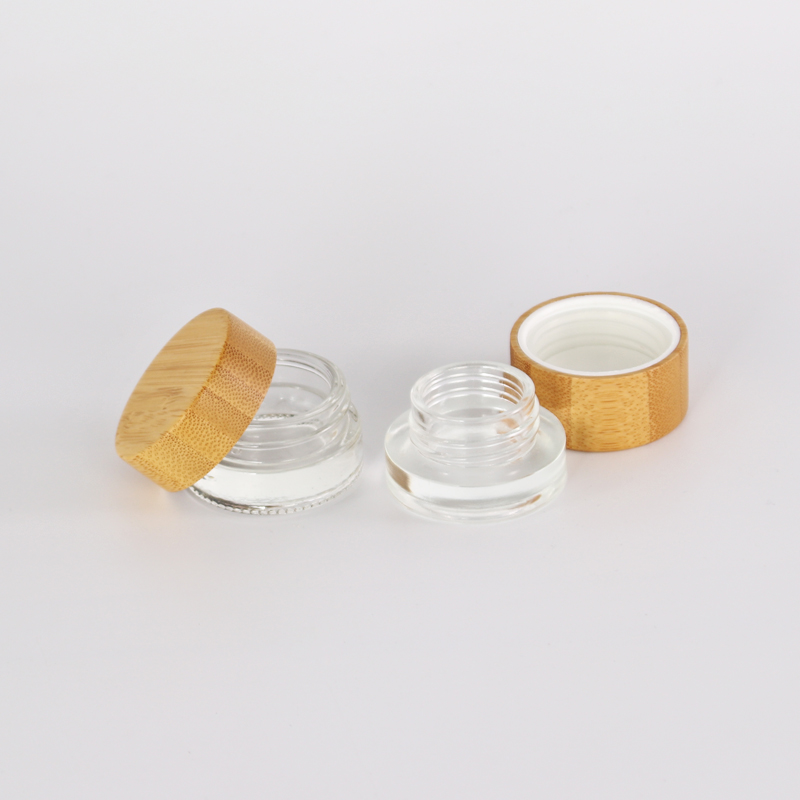 Hot model cosmetic plastic cylinder container face eye cream acrylic jars with bamboo