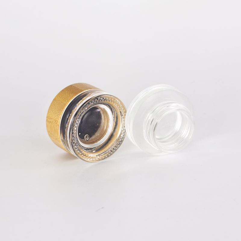 Hot model cosmetic plastic cylinder container face eye cream acrylic jars with bamboo