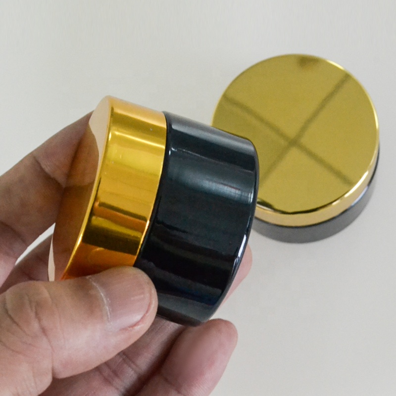 Hot new product in the market cosmetic container 20g 30g 50g black glass jar with gold cap