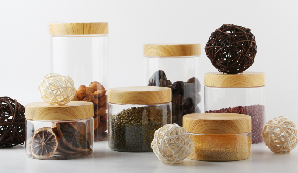 Hot new products plastic jars with screw top lids cream jar with bamboo lid, face cream jars