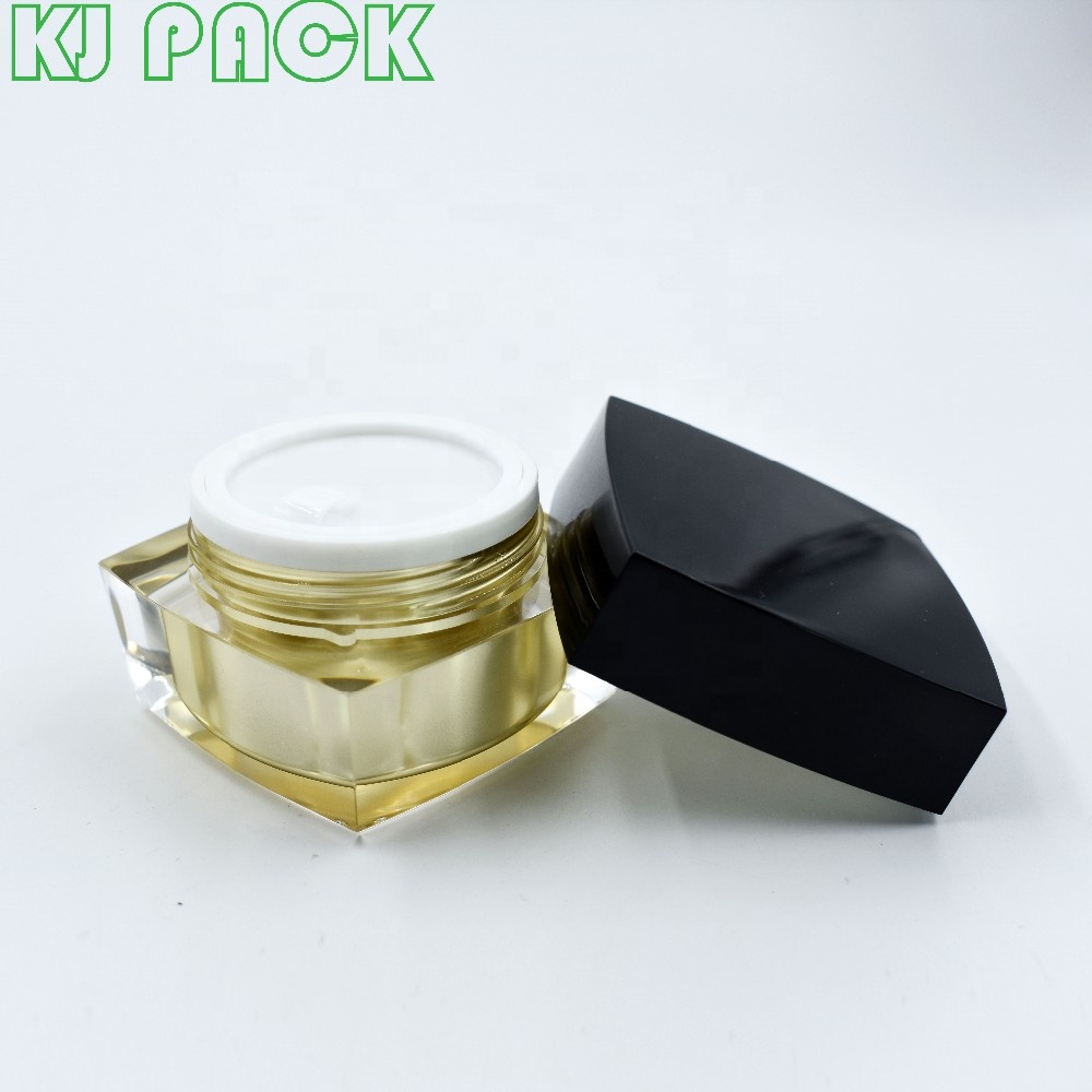 Hot popular black clear acrylic square cosmetic cream jar container for face cream in stock