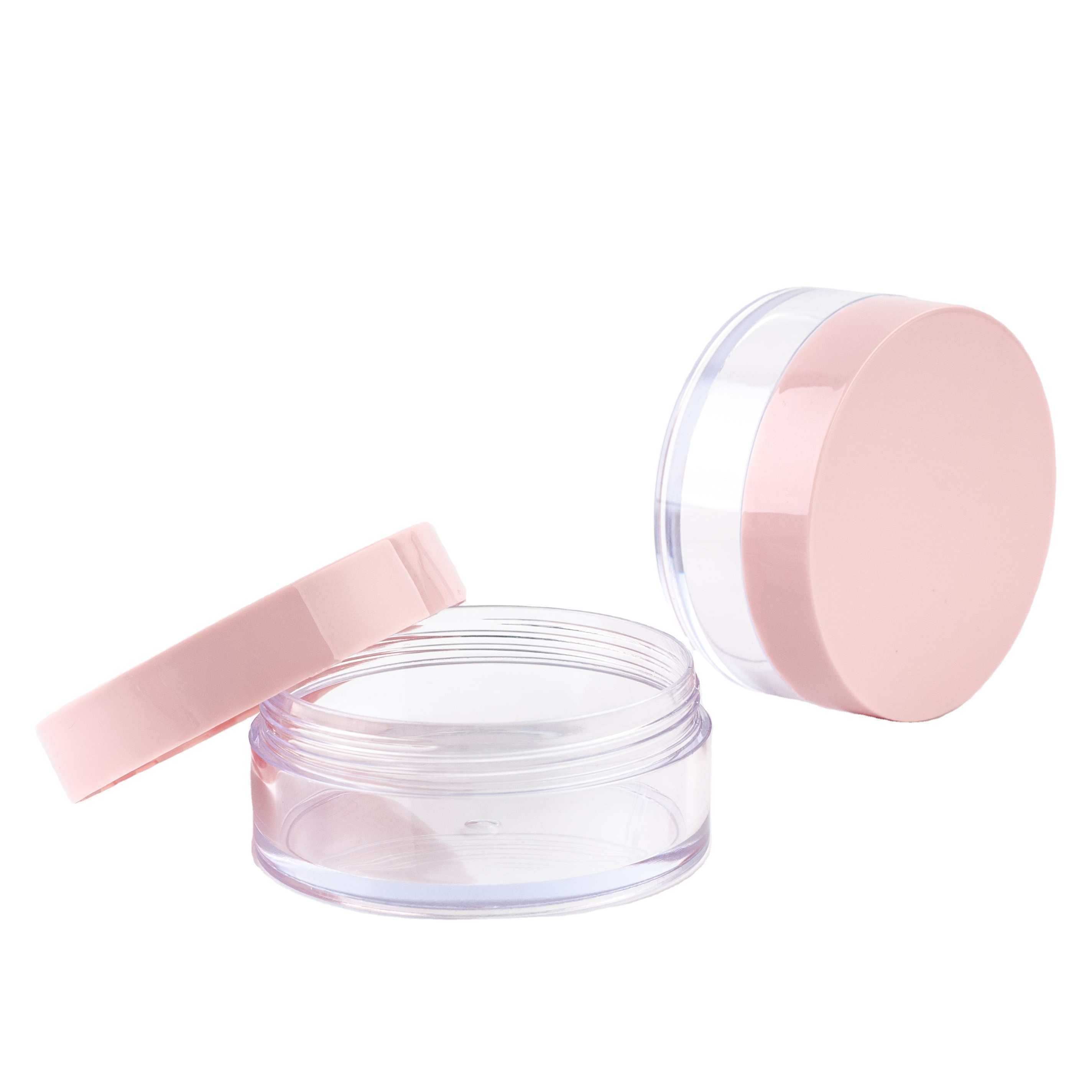 Hot popular custom PETG pink lid loose powder with sifter packaging personal logo