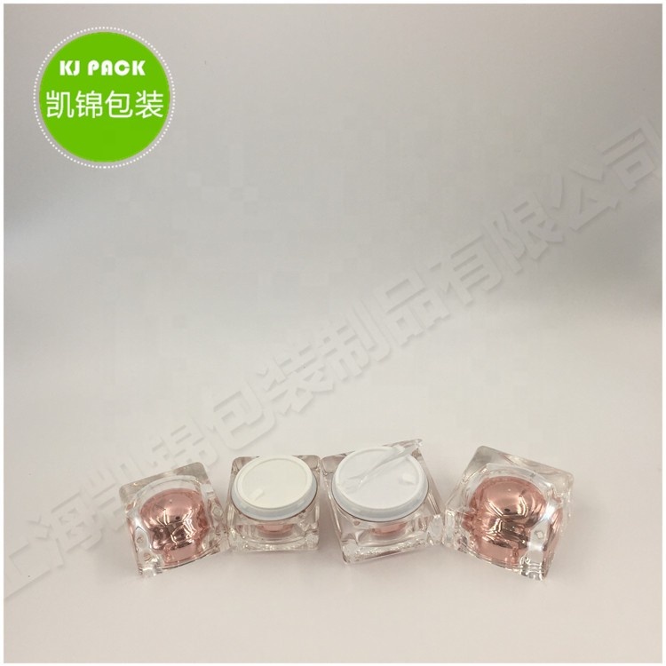 Hot popular luxury square rose gold acrylic cream jar lotion bottle cosmetic packaging custom logo