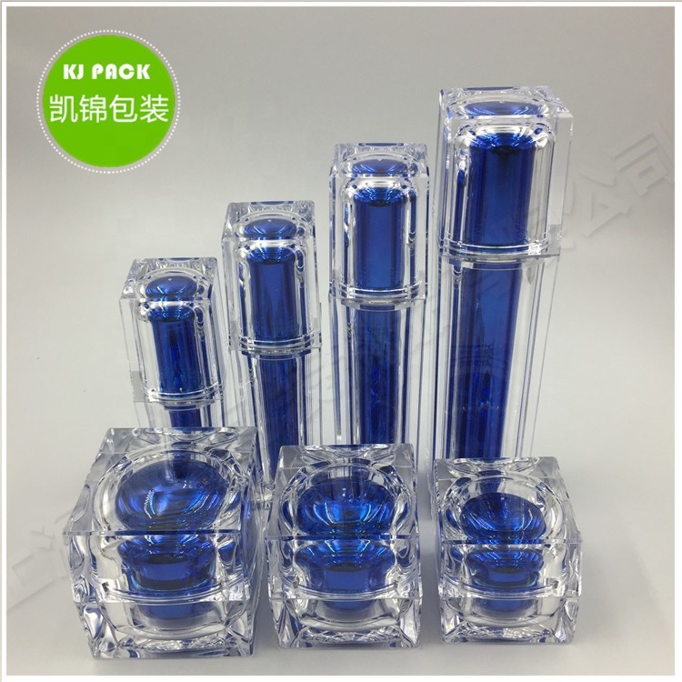 Hot popular luxury square rose gold acrylic cream jar lotion bottle cosmetic packaging custom logo