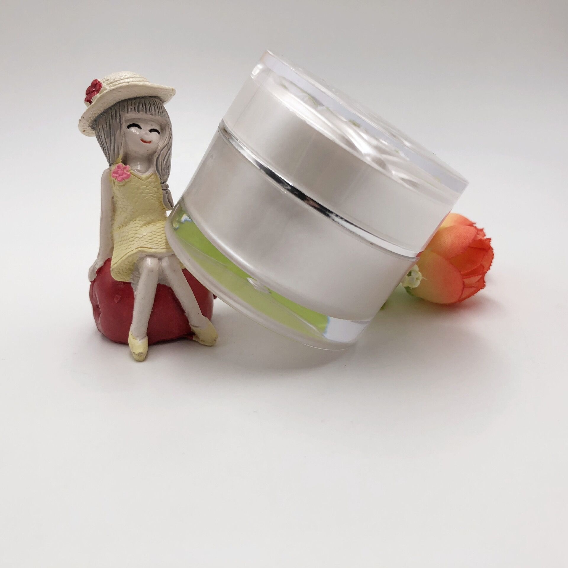 Hot popular spot 10g15g20g golden silver white rose flower lid acrylic eye cream cream jar cosmetic packaging