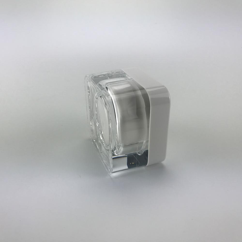 Hot product 50g luxurious Square acrylic cream jar with round square cap