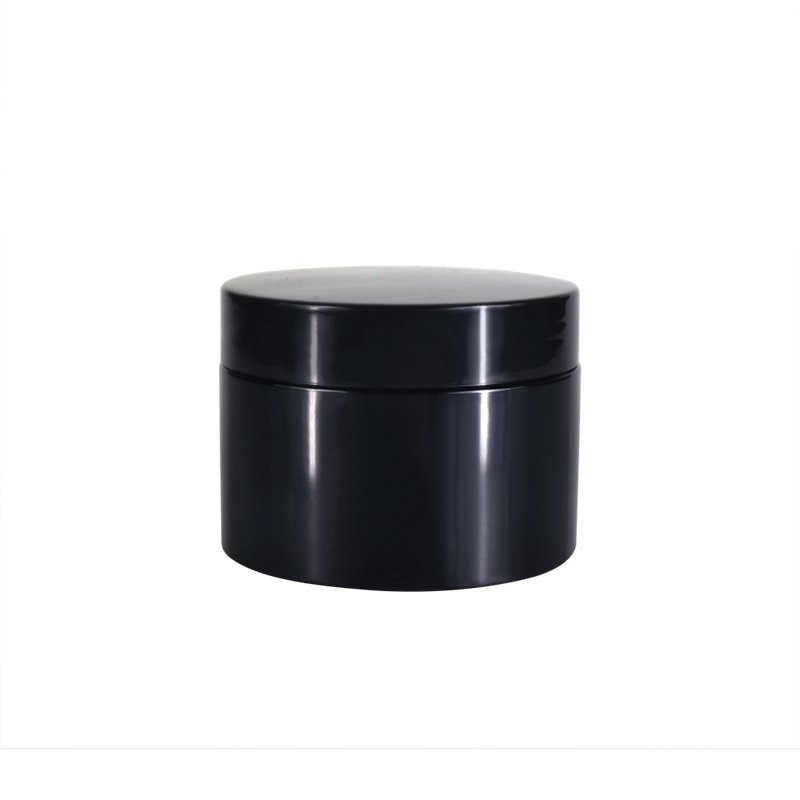 Hot sale 100ml 150ml 200ml 250ml 300ml 500ml empty large cosmetic cream hair gel black plastic jar with screw lid