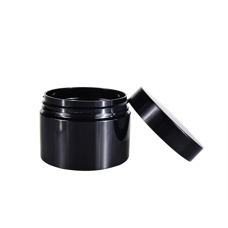 Hot sale 100ml 150ml 200ml 250ml 300ml 500ml empty large cosmetic cream hair gel black plastic jar with screw lid
