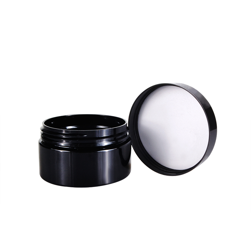 Hot sale 100ml 150ml 200ml 250ml 300ml 500ml empty large cosmetic cream hair gel black plastic jar with screw lid
