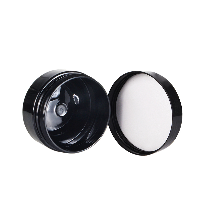 Hot sale 100ml 150ml 200ml 250ml 300ml 500ml empty large cosmetic cream hair gel black plastic jar with screw lid