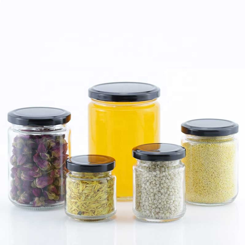 Hot sale 100ml 150ml 200ml 350ml 500ml round empty honey jam and pickles storage jar