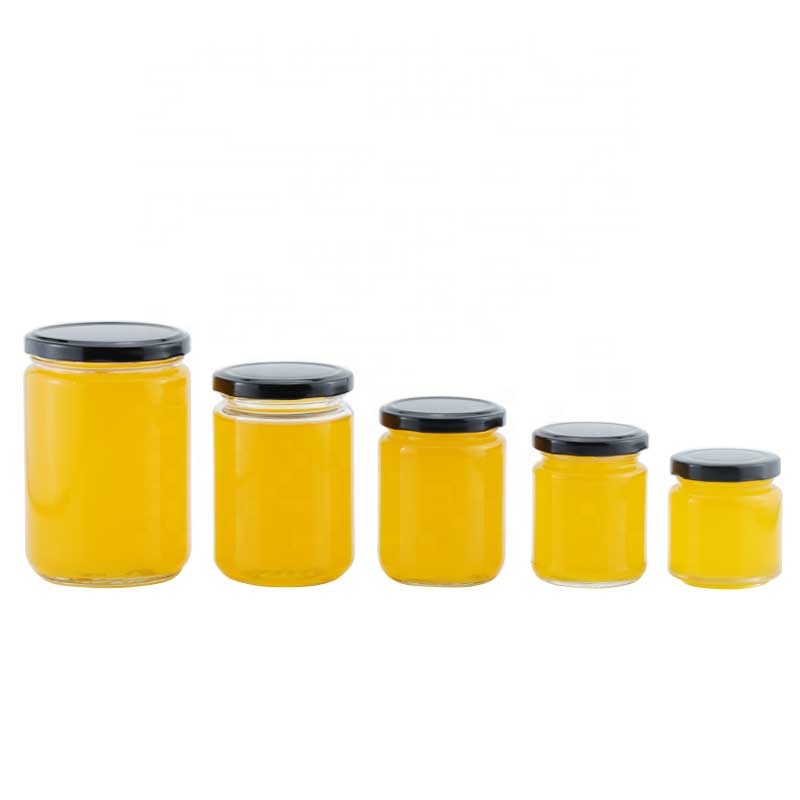 Hot sale 100ml 150ml 200ml 350ml 500ml round empty honey jam and pickles storage jar