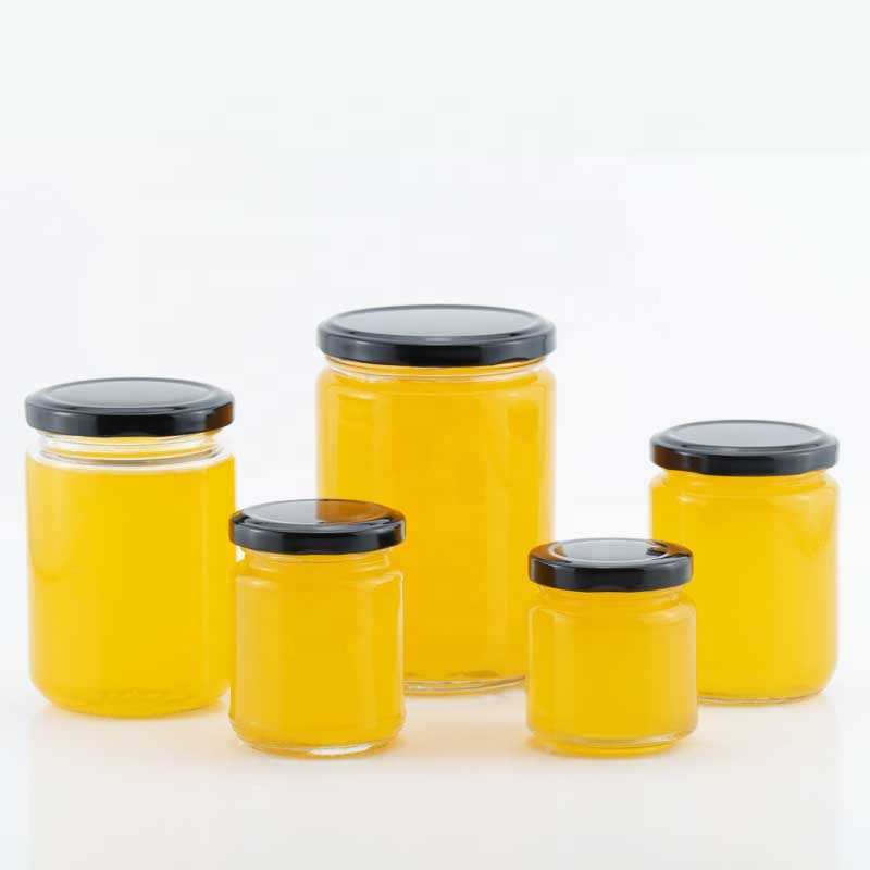 Hot sale 100ml 150ml 200ml 350ml 500ml round empty honey jam and pickles storage jar