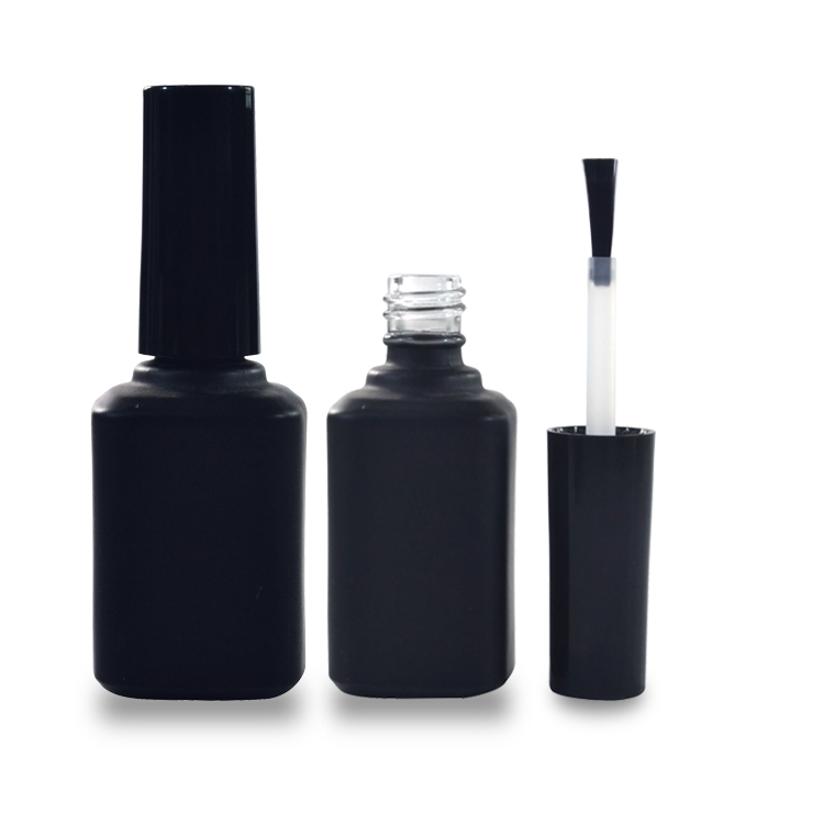 Hot sale 10ml 11ml 12ml 14ml 15ml clear square glass empty uv gel nail polish bottle with brush