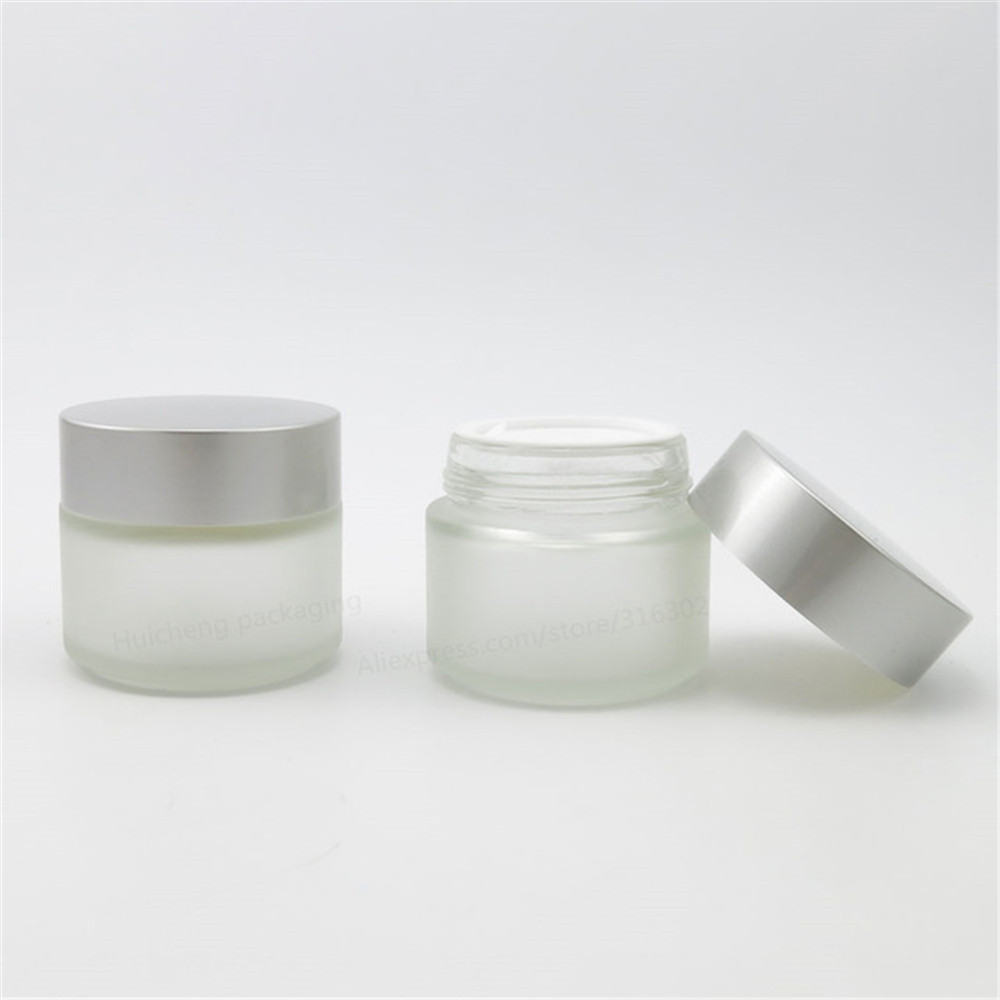 Hot sale 10ml 15ml 20ml 30ml 50ml 100ml Frosted Clear Black Glass Cosmetic Cream Jar With Black Aluminum Lid
