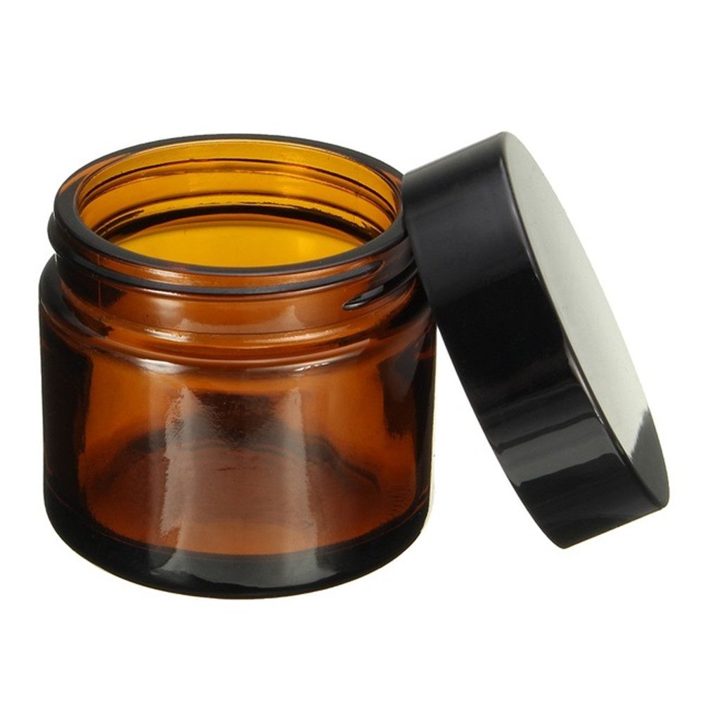 Hot sale 10ml 15ml 20ml 30ml 50ml 100ml Frosted Clear Black Glass Cosmetic Cream Jar With Black Aluminum Lid