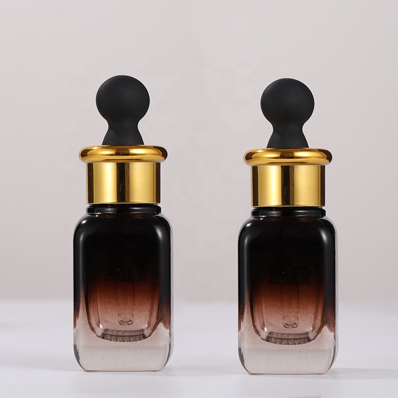Hot sale 10ml 20ml 40ml flat clear french square perfume essential oil glass bottle with glod aluminum cap