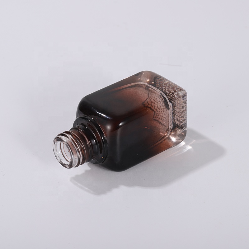 Hot sale 10ml 20ml 40ml flat clear french square perfume essential oil glass bottle with glod aluminum cap