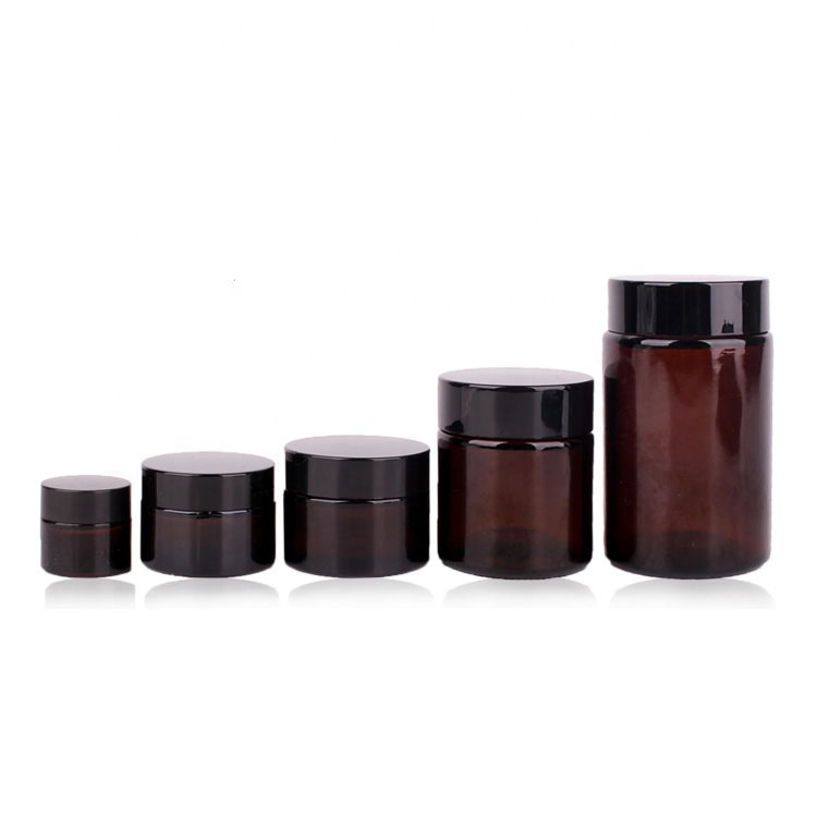 Hot sale 10ml 30ml 50ml 110ml 210ml amber cream glass jar For Cosmetic Packing