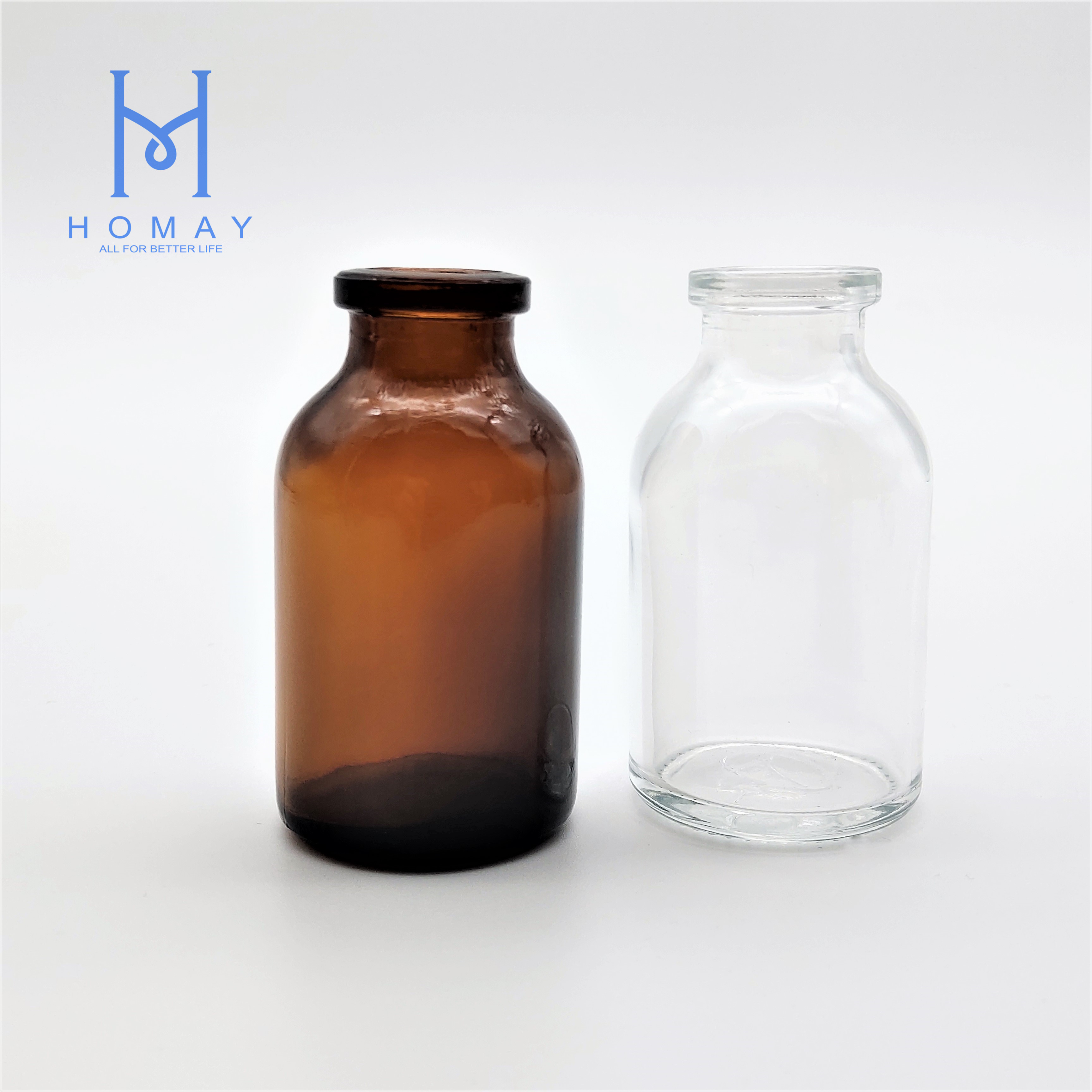 Hot sale 10ml amber clear USP TYPE I II III sterile molded glass vials for injection with rubber stopper