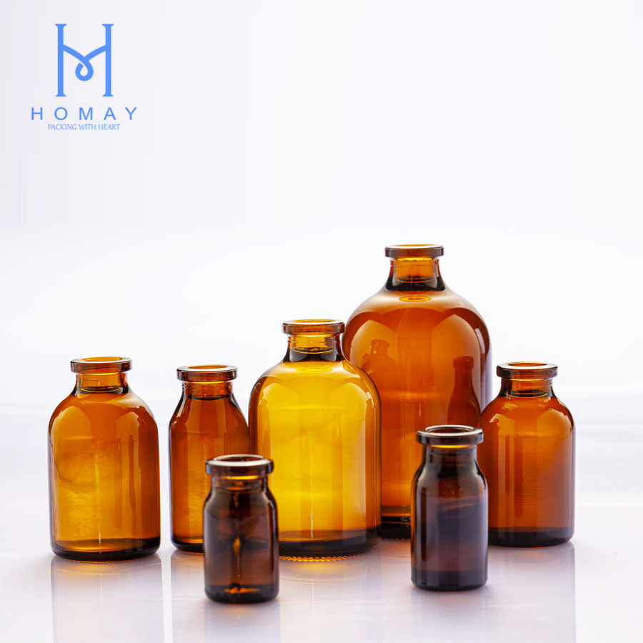 Hot sale 10ml amber clear USP TYPE I II III sterile molded glass vials for injection with rubber stopper